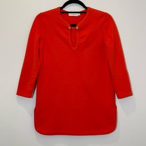 Tory Burch 100% Cotton Orange Tunic Sweater Top Size XS